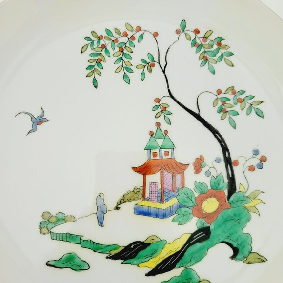Noritake Asian Landscape Scene Cake Plate, c.1920-40 Morimura Mark, Vibrant Gree - Picture 4 of 13